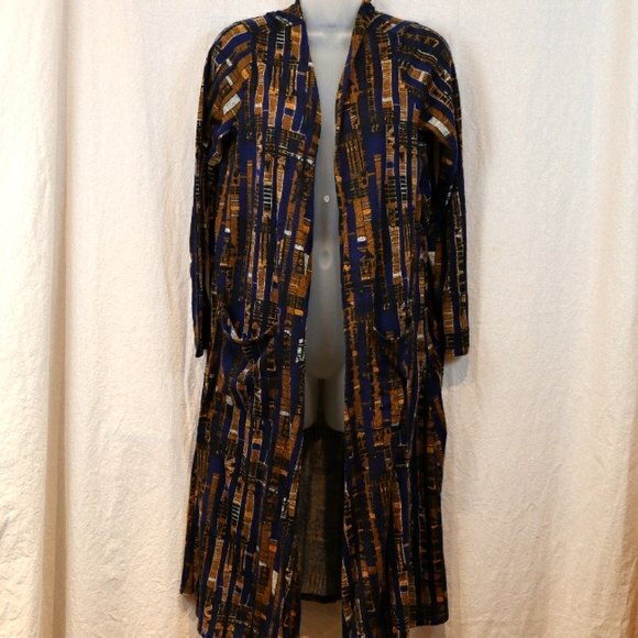 LuLaRoe Geometric Print Joy Long Line Cardigan Medium Cozy Oversized Sweater - Picture 2 of 13